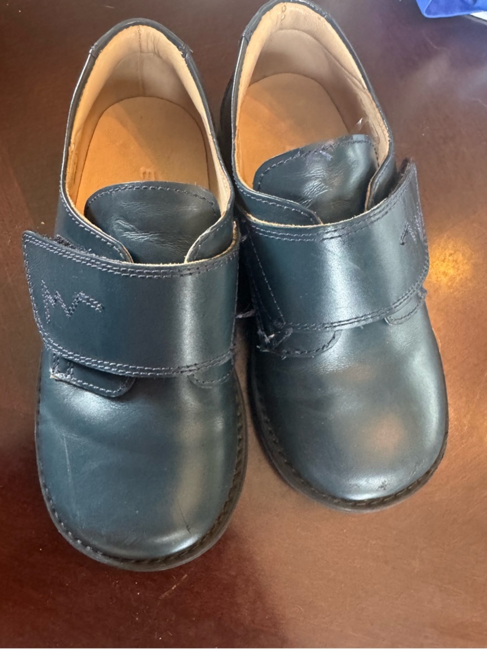 Elephantito Black Leather Hook-and-Loop Kids Shoes